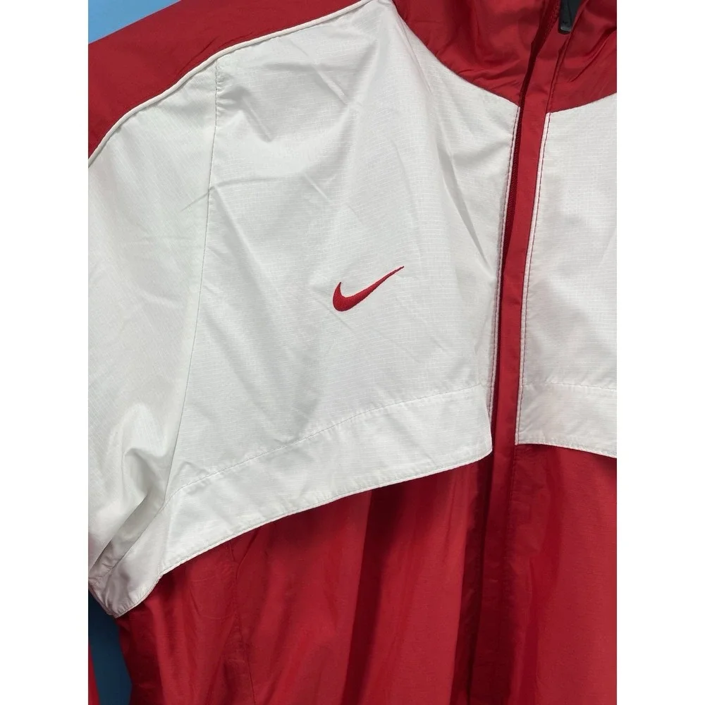 Vintage Nike Team Windbreaker Jacket Men's Large Red White Full Zip Lightweight